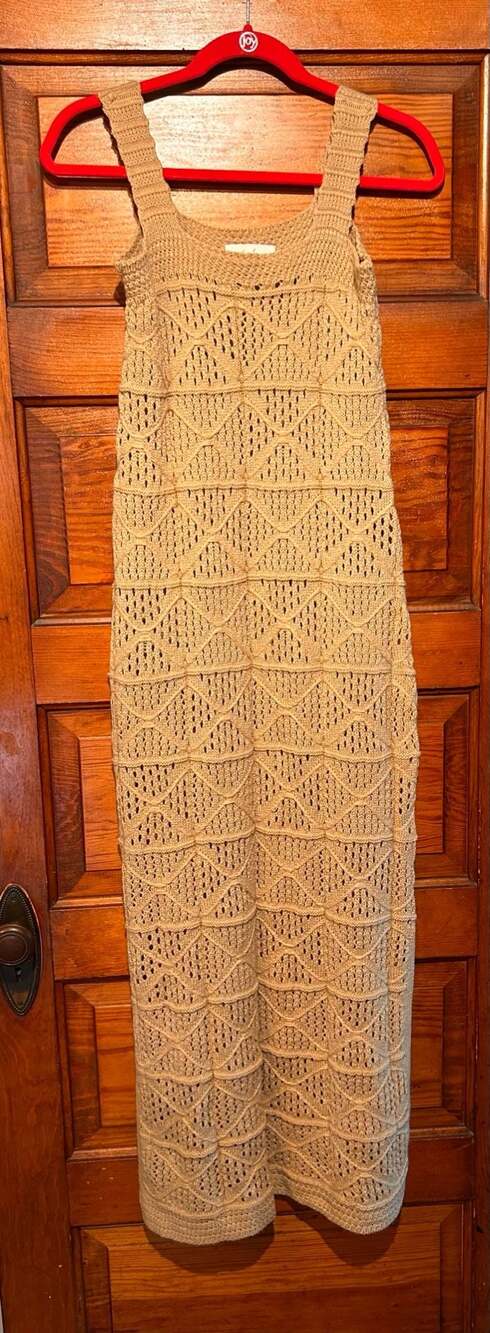 Johnny Was JohnnyBecca Crochet Knit Midi Dress Tan Size XS